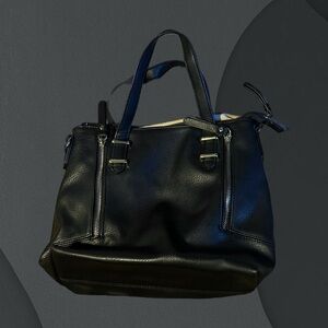 Shoulder Bag Black Silver Zippers 17” - Dolce Vita